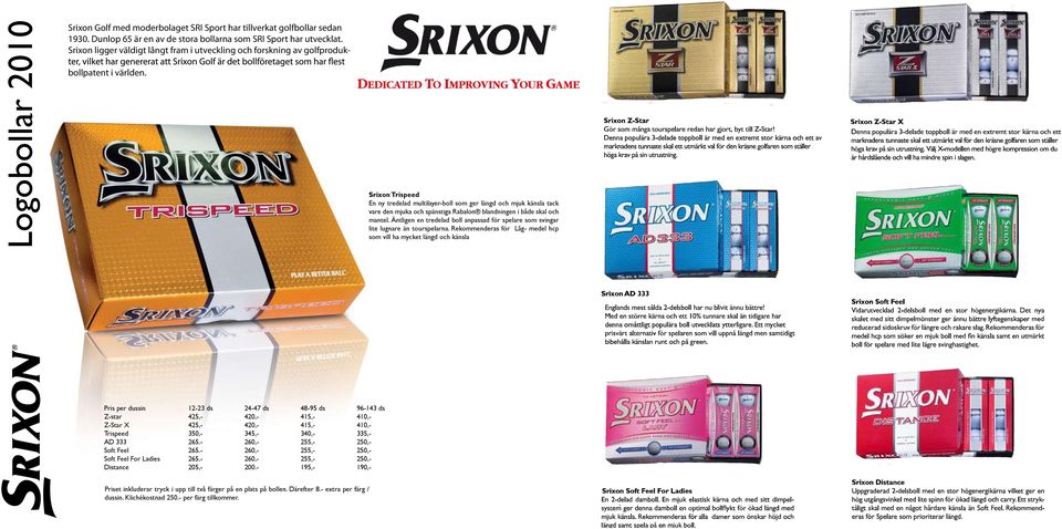 Srixon Trispeed En ny tredelad multilayer-boll som ger längd och mjuk känsla tack vare den mjuka och spänstiga Rabalon blandningen i både skal och mantel.