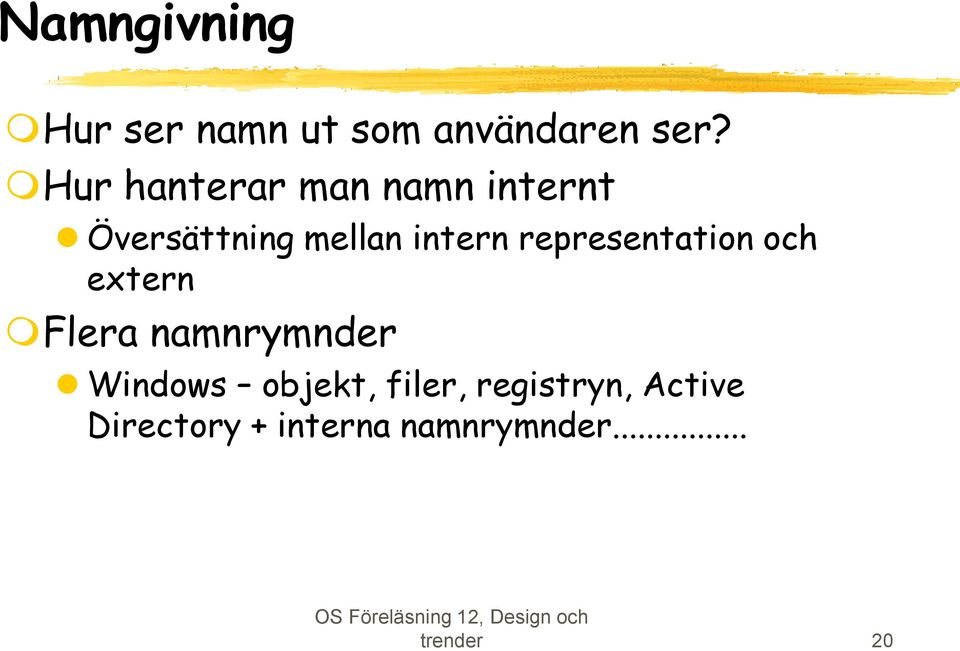 representation och extern Flera namnrymnder Windows