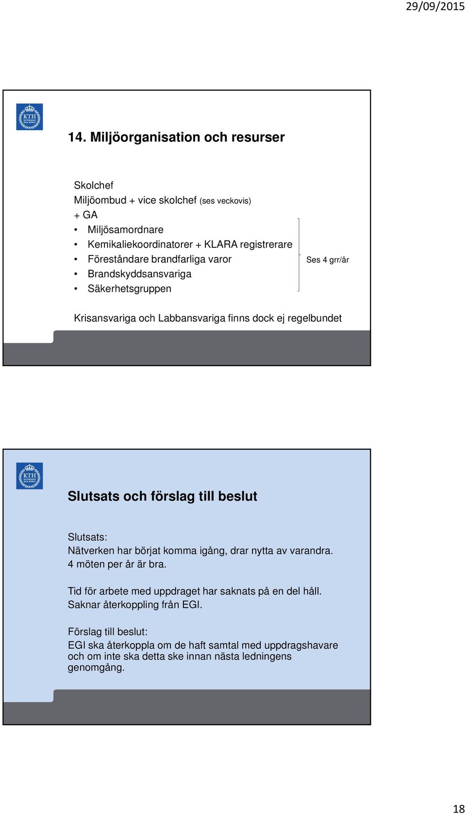 förslag till beslut Slutsats: Nätverken har börjat komma igång, drar nytta av varandra. 4 möten per år är bra.