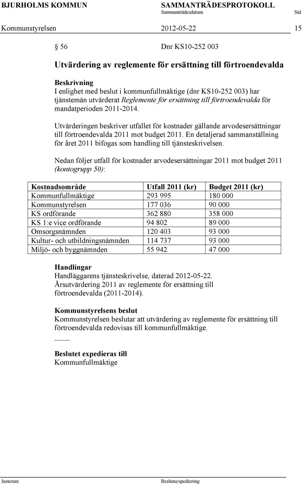 En detaljerad sammanställning för året 2011 bifogas som handling till tjänsteskrivelsen.
