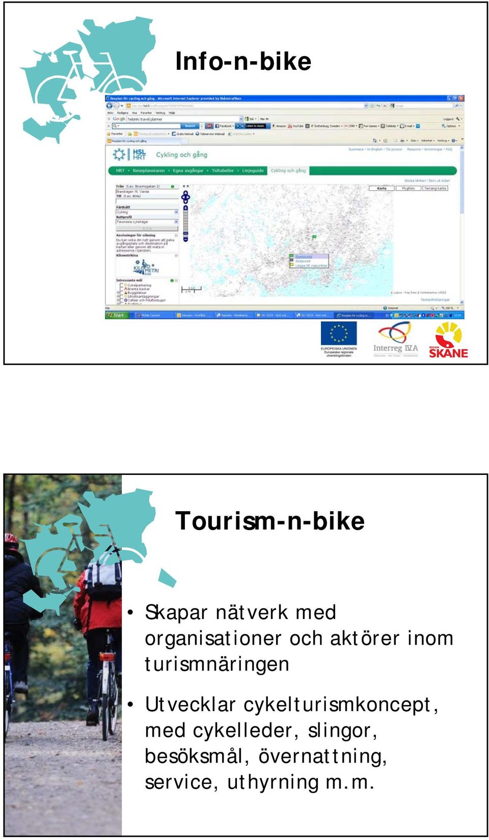 Utvecklar cykelturismkoncept, med cykelleder,