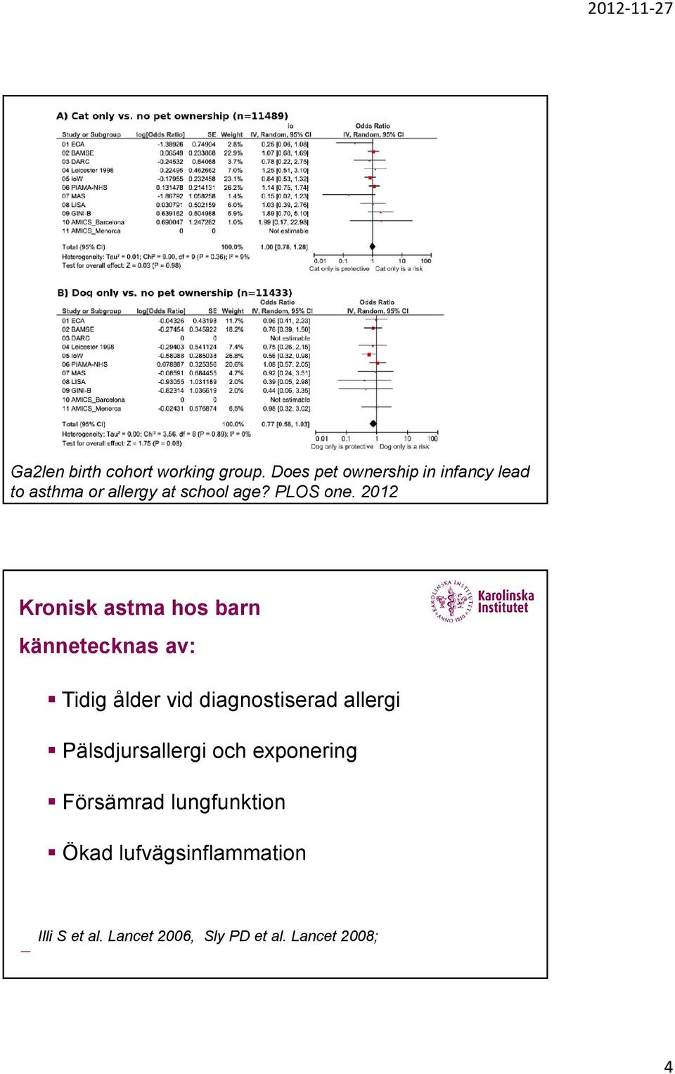 2012 Kronisk astma hos barn kännetecknas av: Tidig ålder vid diagnostiserad allergi