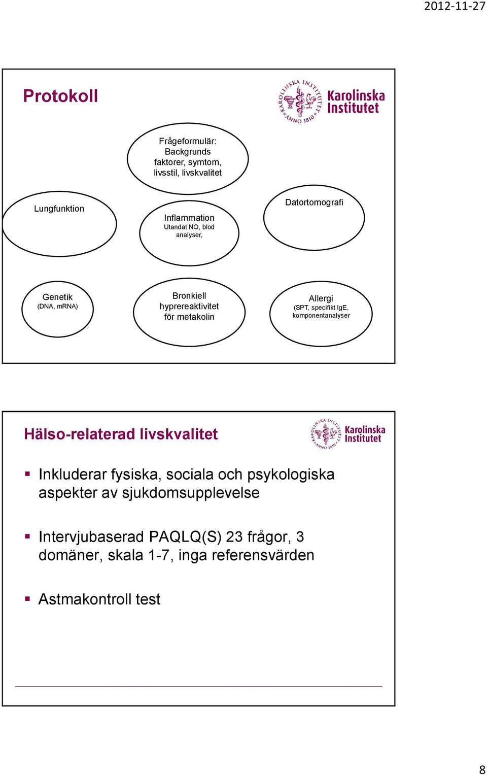 specifikt IgE, komponentanalyser Hälso-relaterad livskvalitet Inkluderar fysiska, sociala och psykologiska