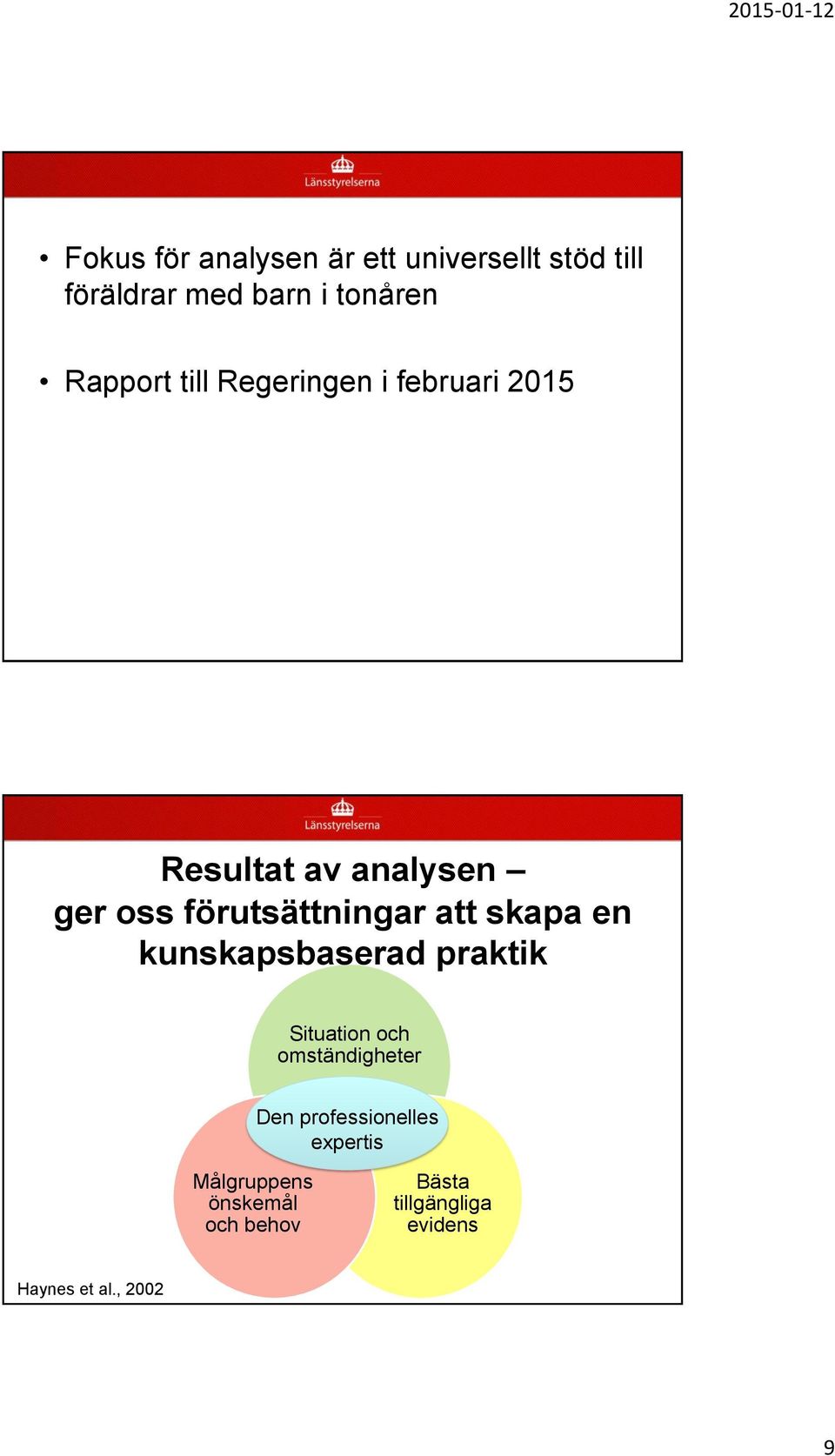 en kunskapsbaserad praktik Situation och omständigheter Den professionelles