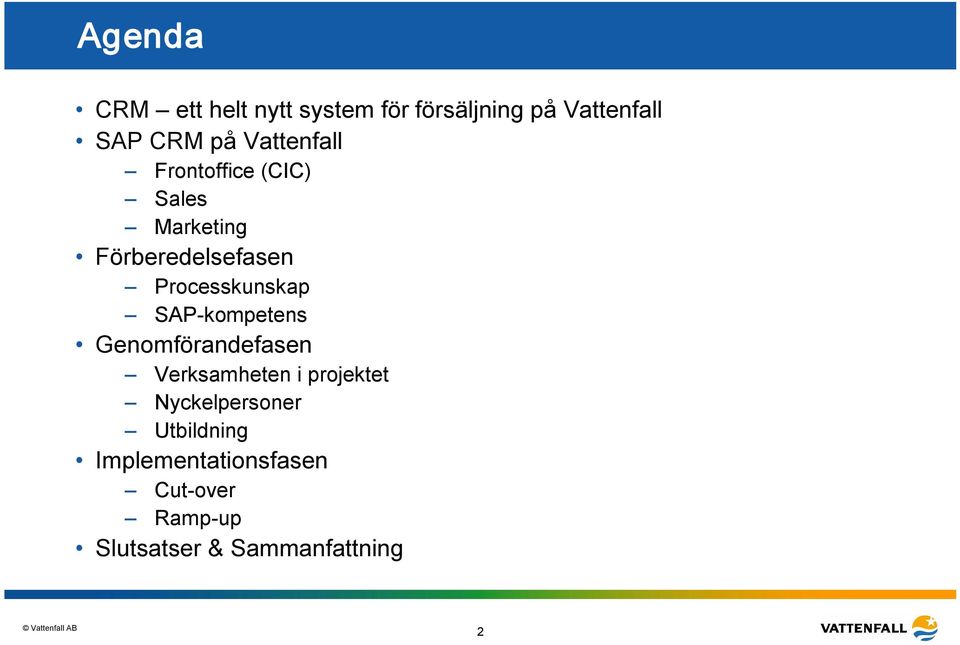 Processkunskap SAP kompetens Genomförandefasen Verksamheten i projektet