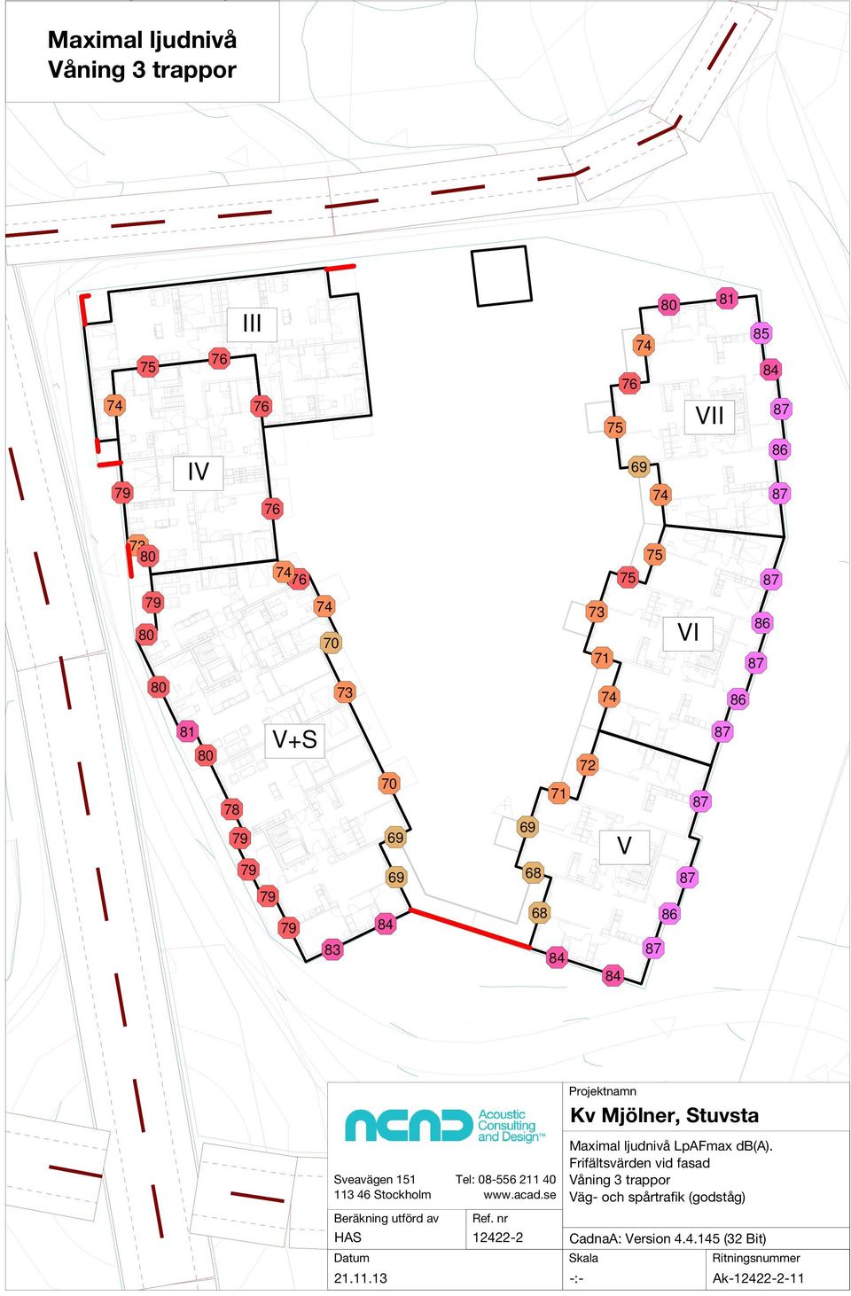 13 Tel: 08-5 211 40 Maximal ljudnivå LpAFmax db(a).