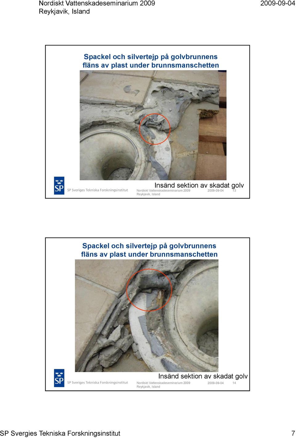 brunnsmanschetten Insänd sektion av skadat golv 14 SP Svergies