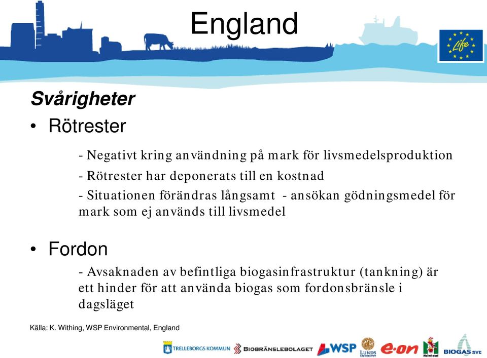 mark som ej används till livsmedel - Avsaknaden av befintliga biogasinfrastruktur (tankning) är ett