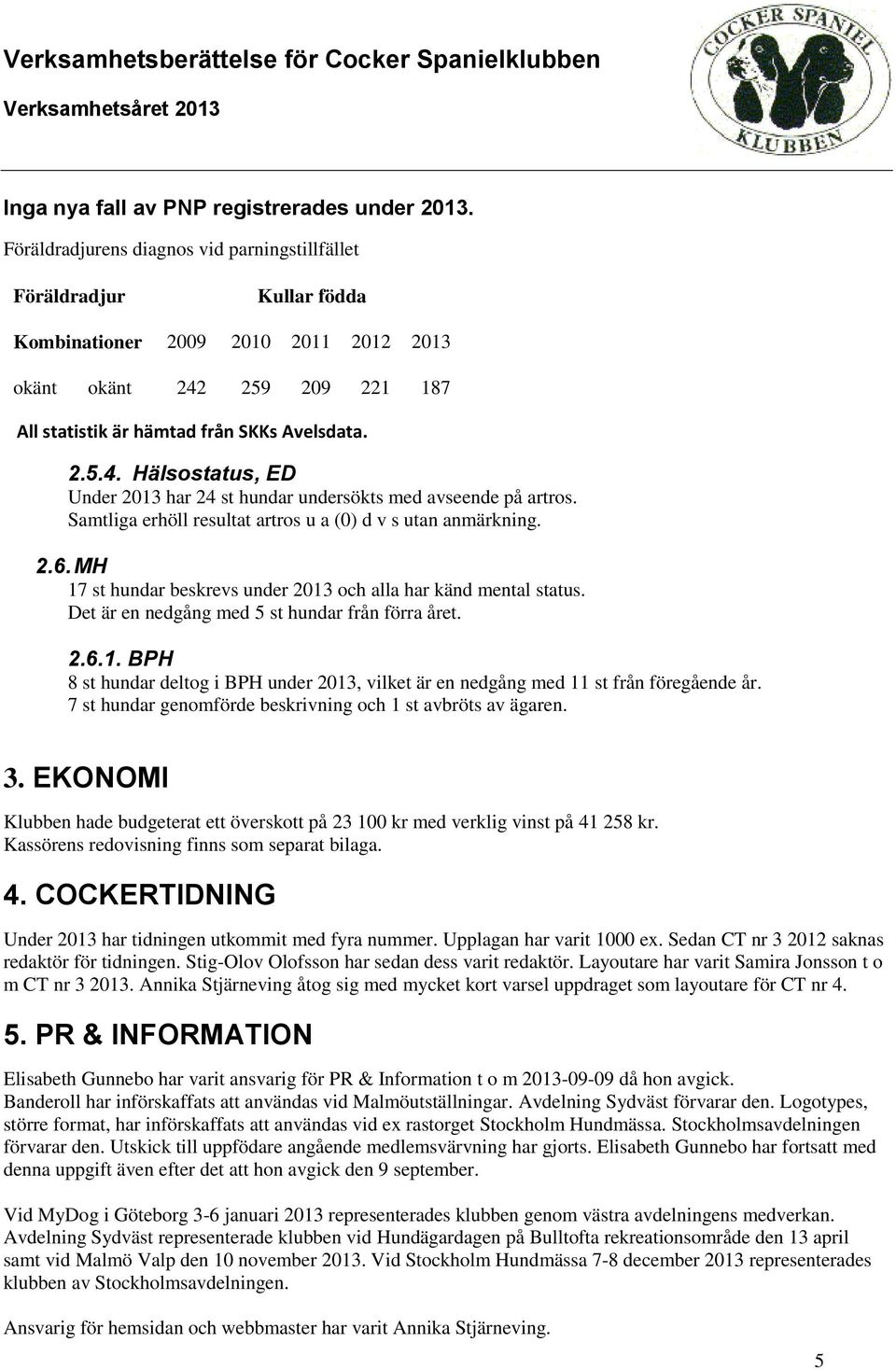 259 209 221 187 All statistik är hämtad från SKKs Avelsdata. 2.5.4. Hälsostatus, ED Under 2013 har 24 st hundar undersökts med avseende på artros.