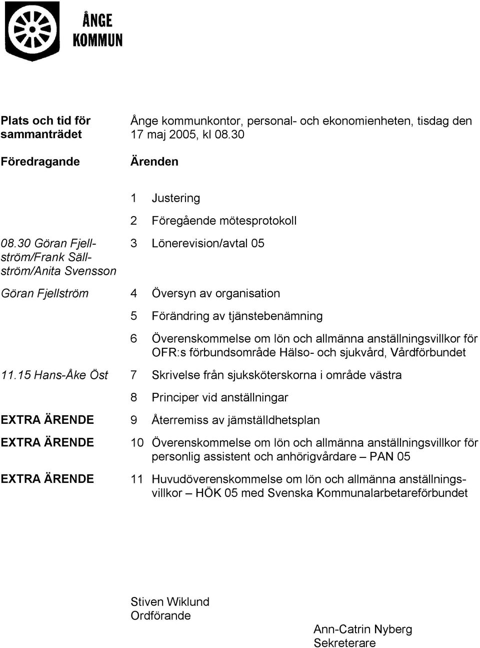 anställningsvillkor för OFR:s förbundsområde Hälso- och sjukvård, Vårdförbundet 11.