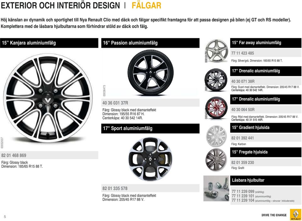 Dimension: 185/65 R15 88 T. 00036473 40 36 031 37R Färg: Glossy black med diamanteffekt Dimension: 195/55 R16 87 H. Centerkåpa: 40 30 542 14R.