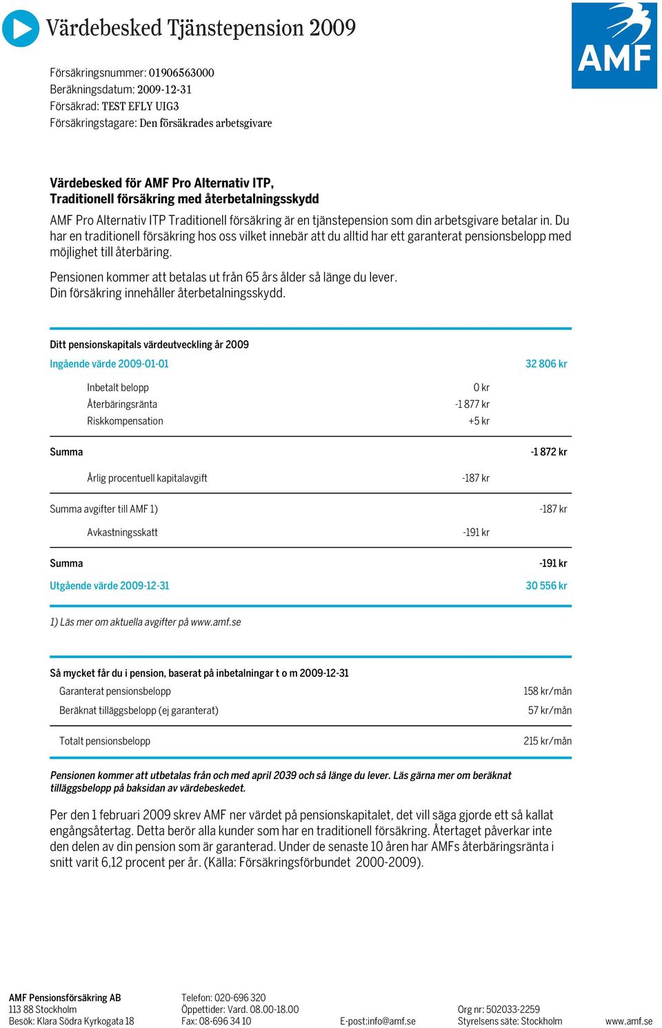 Du har en traditionell försäkring hos oss vilket innebär att du alltid har ett garanterat pensionsbelopp med möjlighet till återbäring.