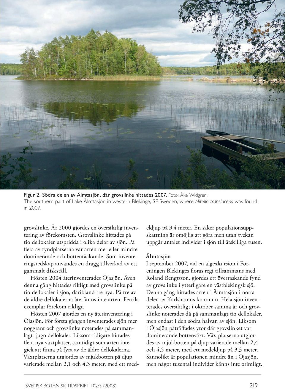 Grovslinke hittades på tio dellokaler utspridda i olika delar av sjön. På flera av fyndplatserna var arten mer eller mindre dominerande och bottentäckande.