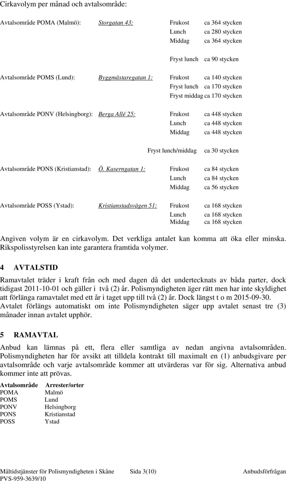 448 stycken Fryst lunch/middag ca 30 stycken Avtalsområde PONS (Kristianstad): Ö.