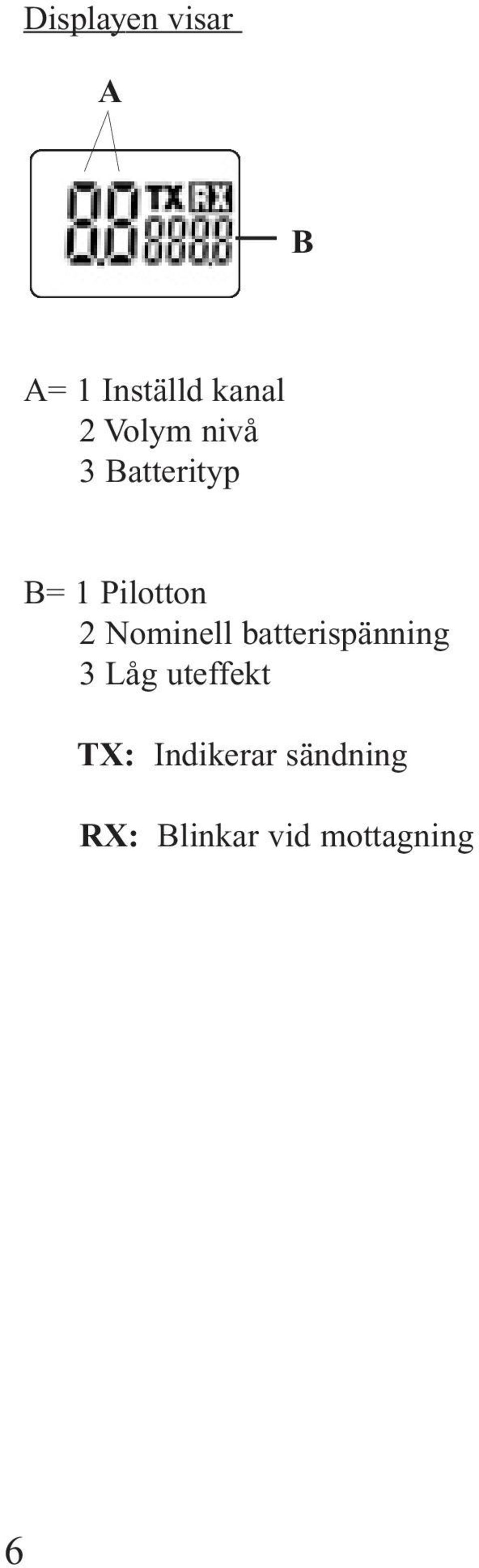 Nominell batterispänning 3 Låg uteffekt TX: