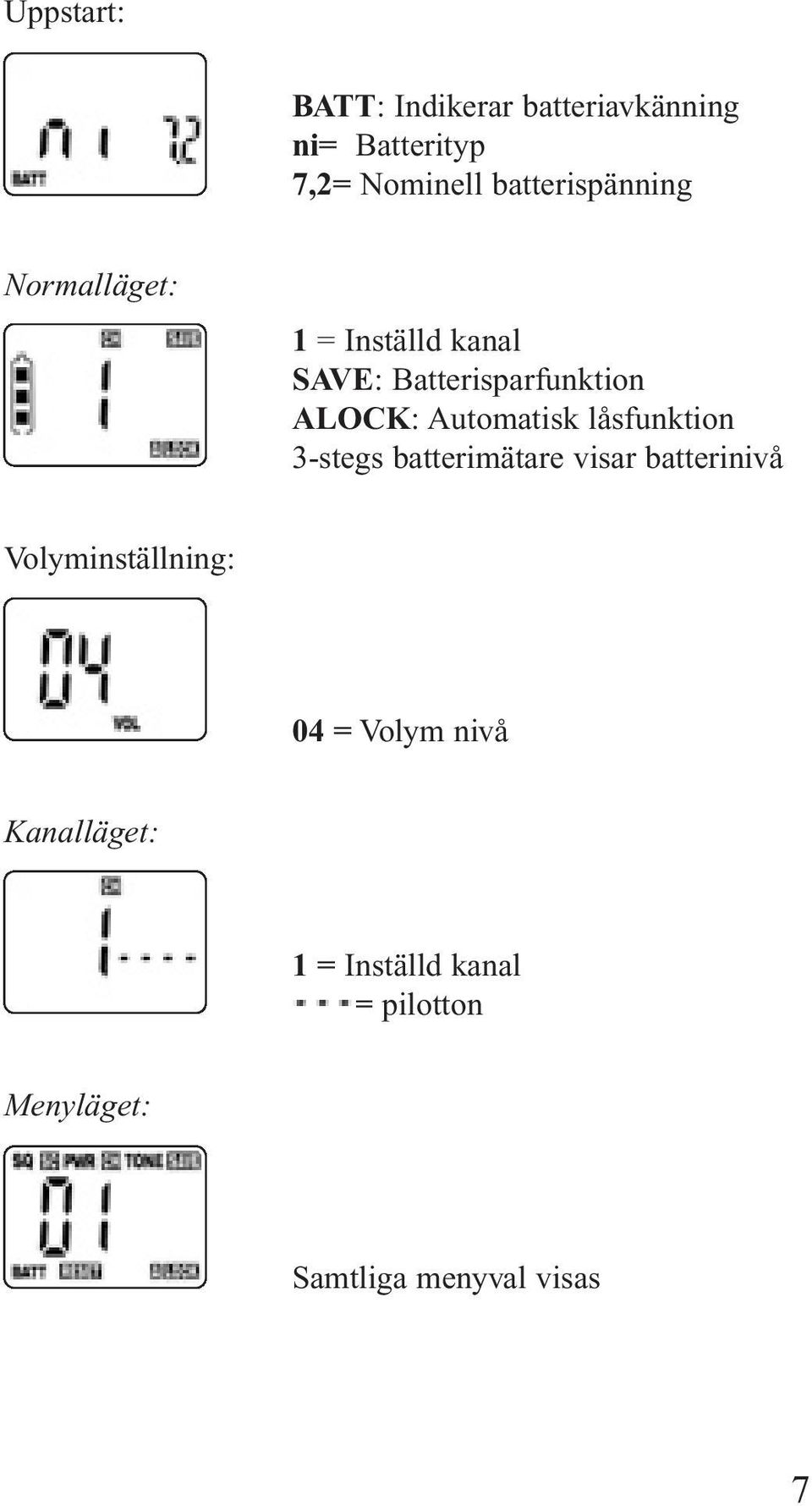 Automatisk låsfunktion 3-stegs batterimätare visar batterinivå Volyminställning: