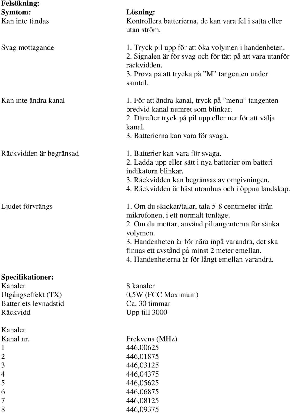 För att ändra kanal, tryck på menu tangenten bredvid kanal numret som blinkar. 2. Därefter tryck på pil upp eller ner för att välja kanal. 3. Batterierna kan vara för svaga. 1.