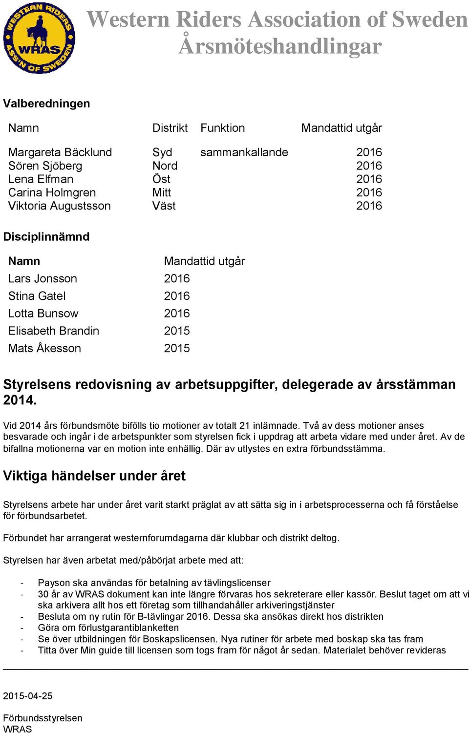 2014. Vid 2014 års förbundsmöte bifölls tio motioner av totalt 21 inlämnade.