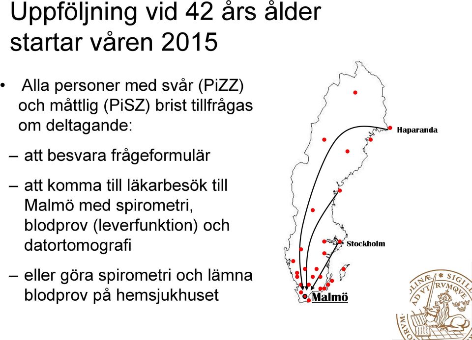 att komma till läkarbesök till Malmö med spirometri, blodprov (leverfunktion) och