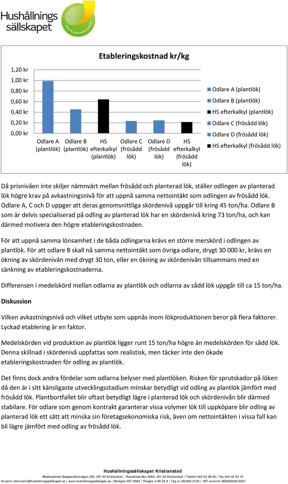 frösådd och planterad lök, ställer odlingen av planterad lök högre krav på avkastningsnivå för att uppnå samma nettointäkt som odlingen av frösådd lök.