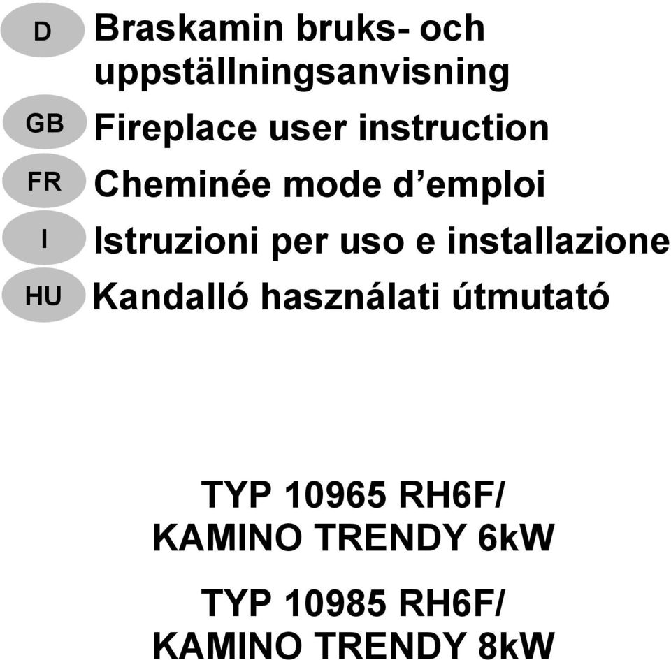 per uso e installazione Kandalló használati útmutató TYP