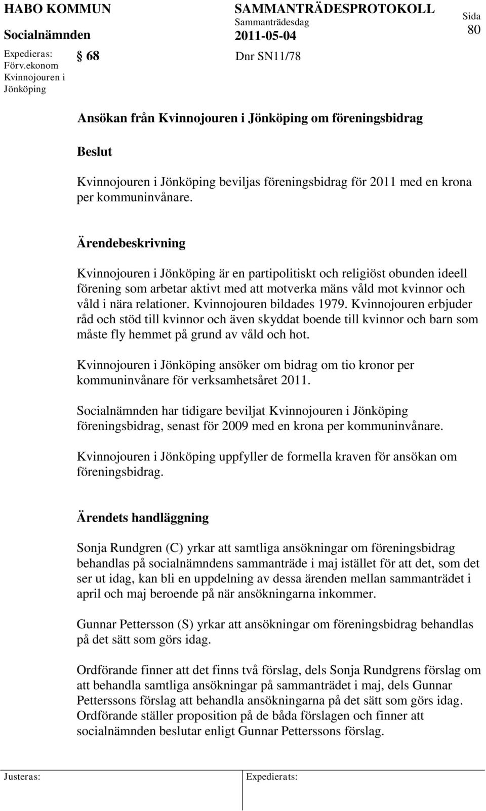Kvinnojouren bildades 1979. Kvinnojouren erbjuder råd och stöd till kvinnor och även skyddat boende till kvinnor och barn som måste fly hemmet på grund av våld och hot.