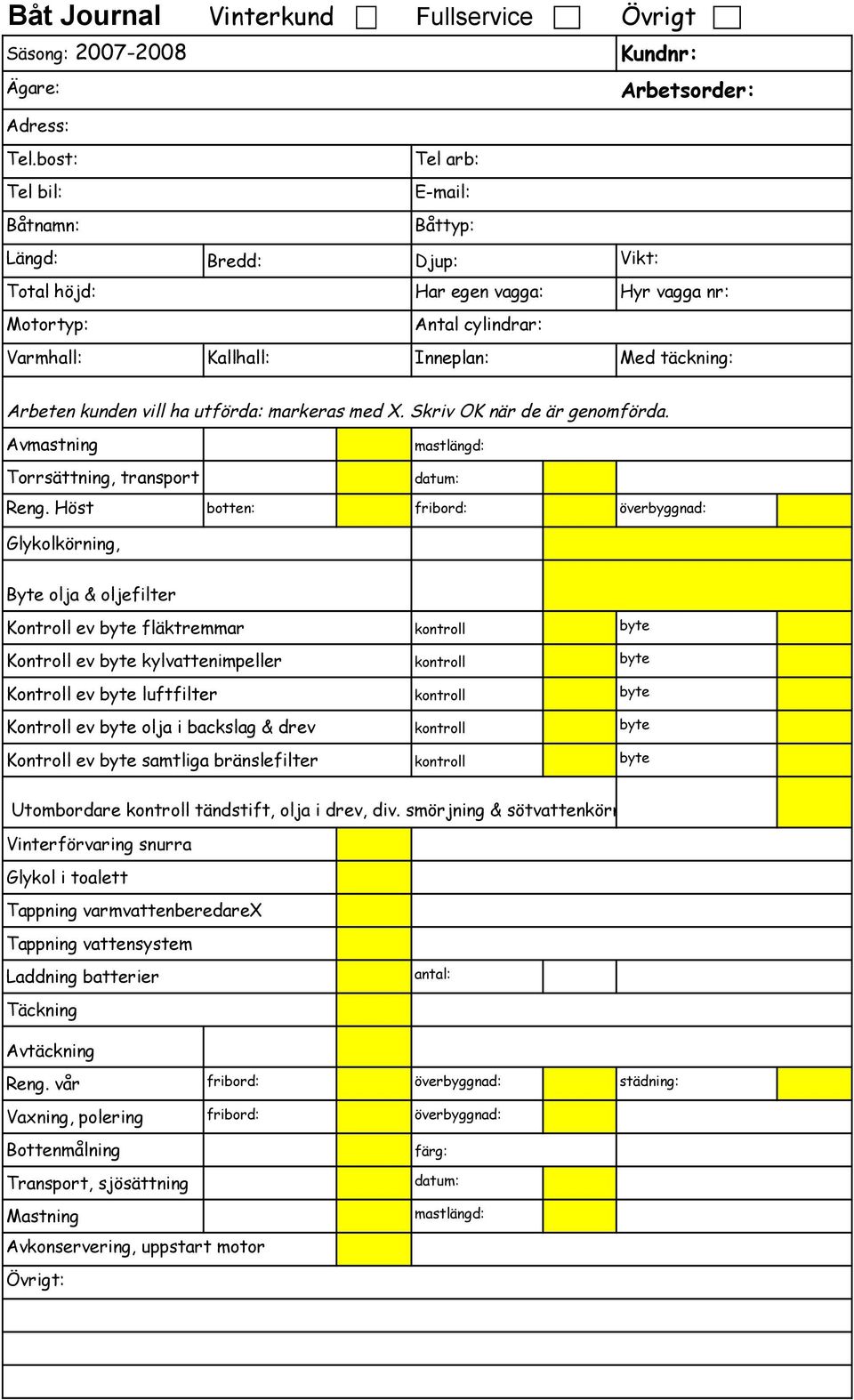 täckning: Arbeten kunden vill ha utförda: markeras med X. Skriv OK när de är genomförda. Avmastning Torrsättning, transport Reng.