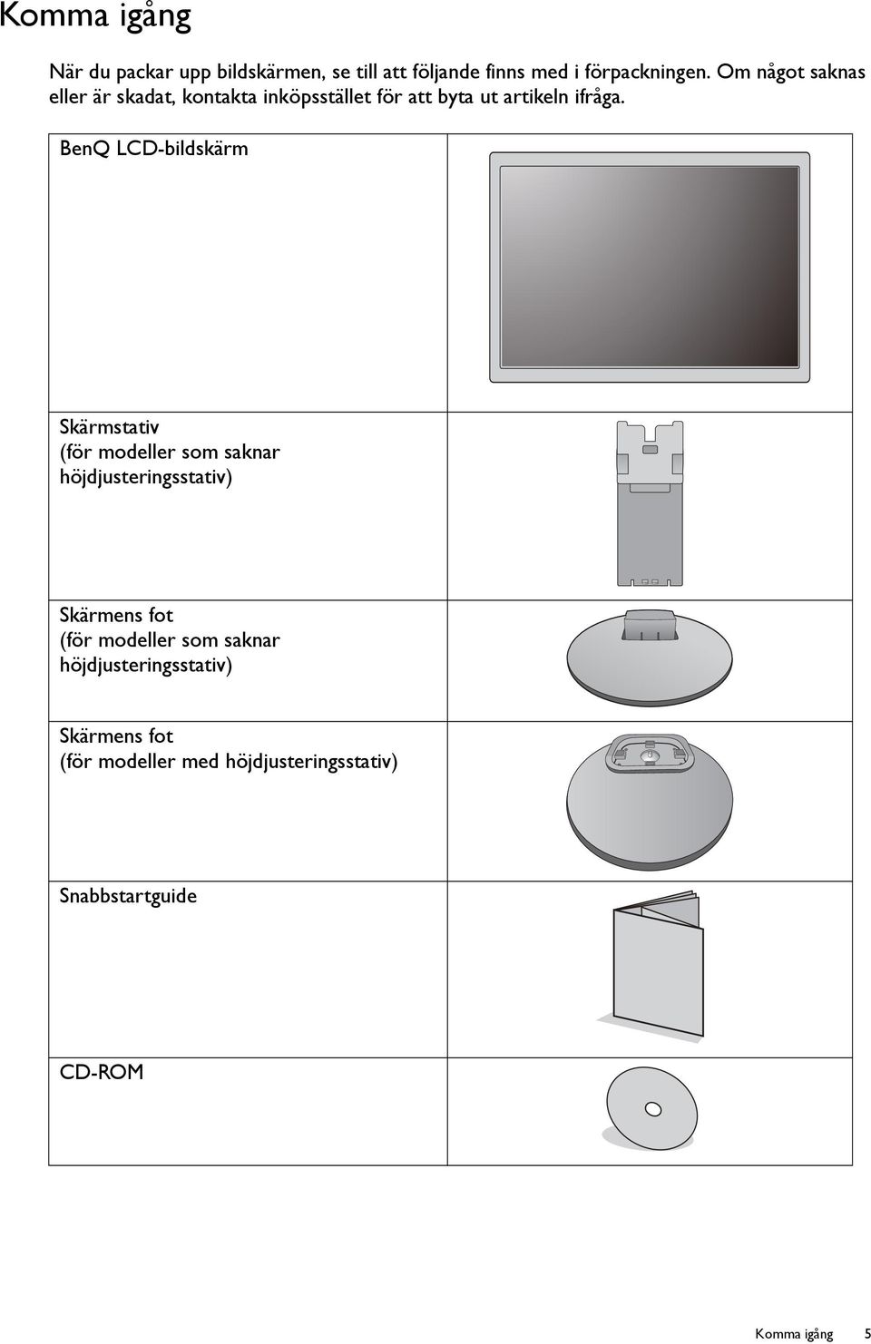 BenQ LCD-bildskärm Skärmstativ (för modeller som saknar höjdjusteringsstativ) Skärmens fot (för