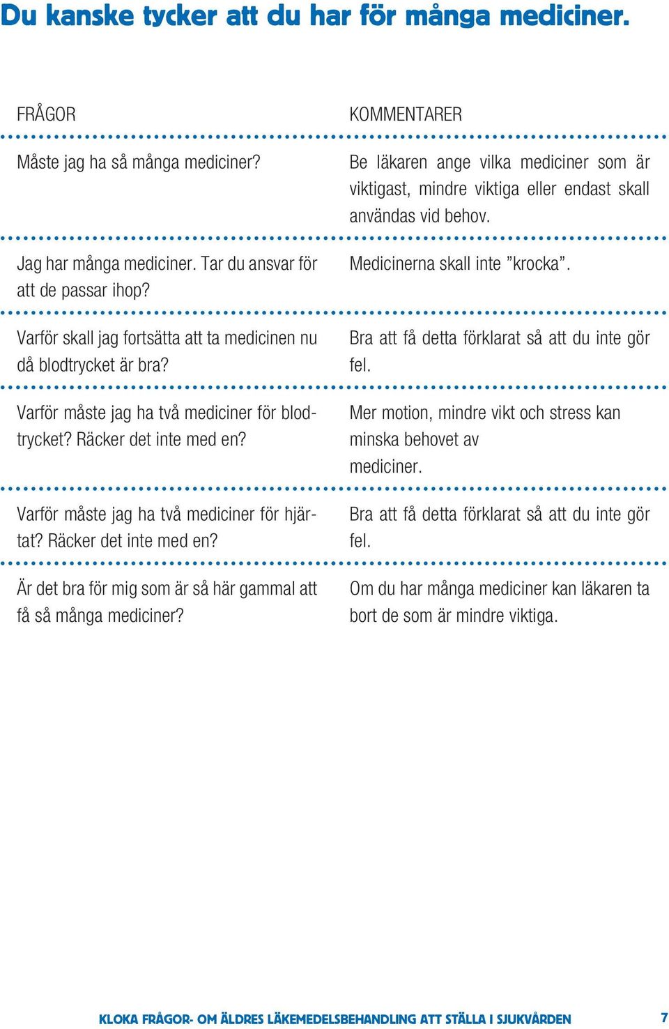 två mediciner för hjärtat Räcker det inte med en Är det bra för mig som är så här gammal att få så många mediciner KOMMENTARER Be läkaren ange vilka mediciner som är viktigast, mindre viktiga eller