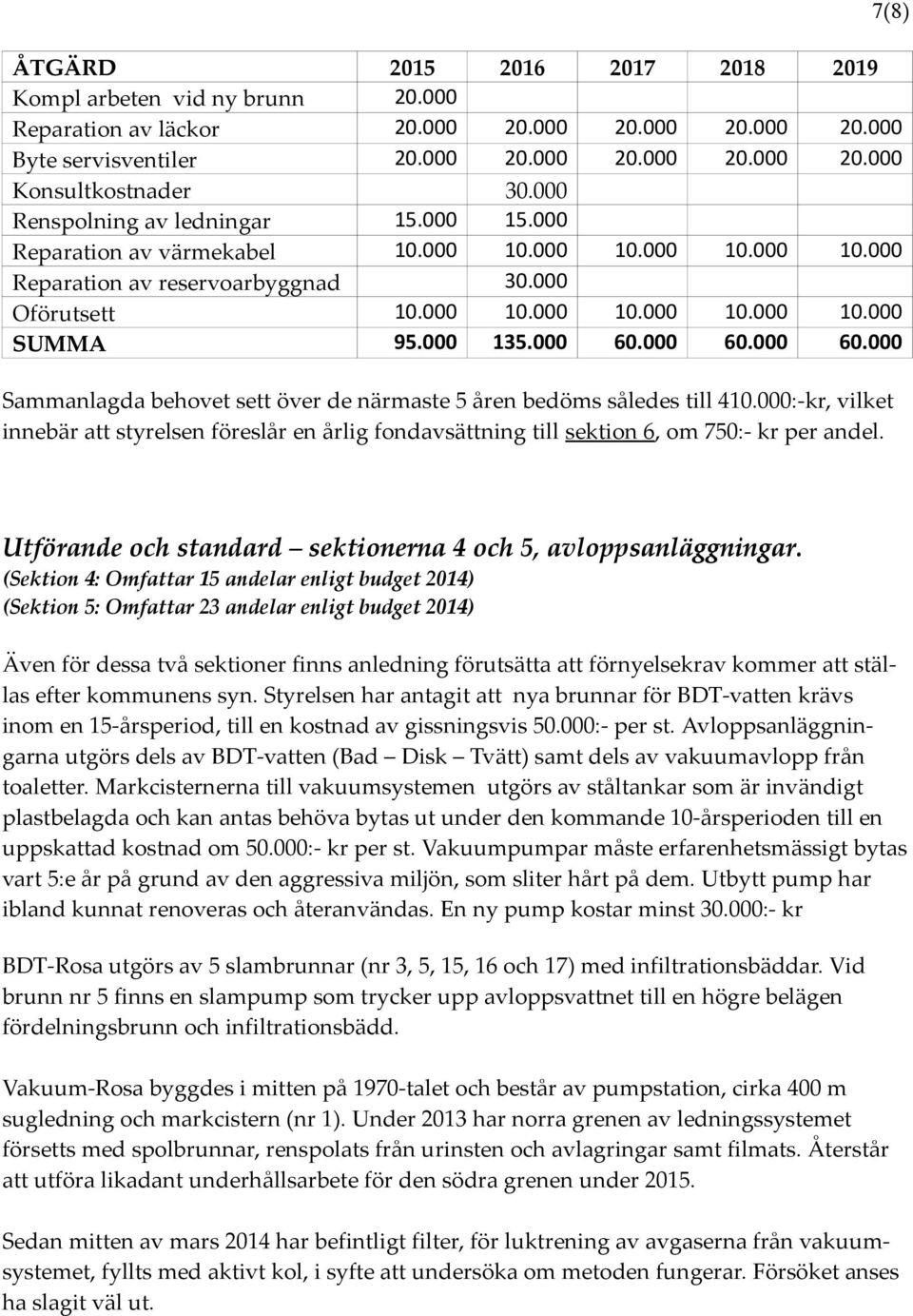 000 135.000 60.000 60.000 60.000 Sammanlagda behovet sett över de närmaste 5 åren bedöms således till 410.