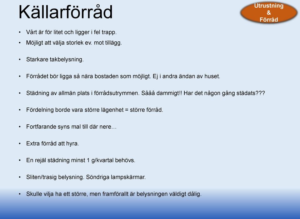 ! Har det någon gång städats??? Fördelning borde vara större lägenhet = större förråd. Fortfarande syns mal till där nere Extra förråd att hyra.