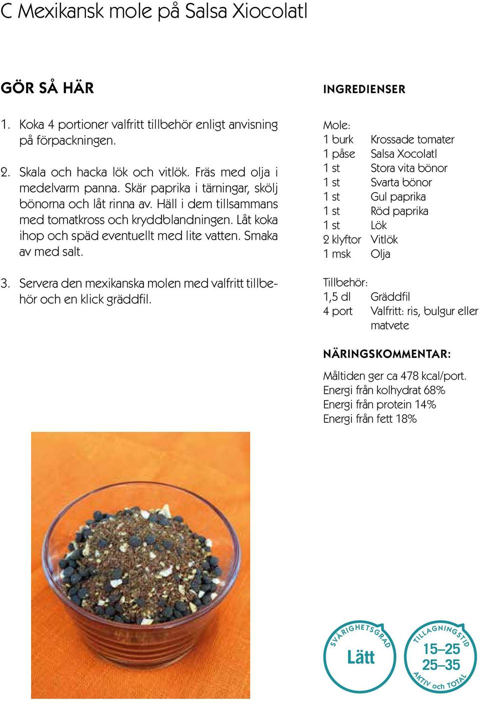 Servera den mexikanska molen med valfritt tillbehör och en klick gräddfil.