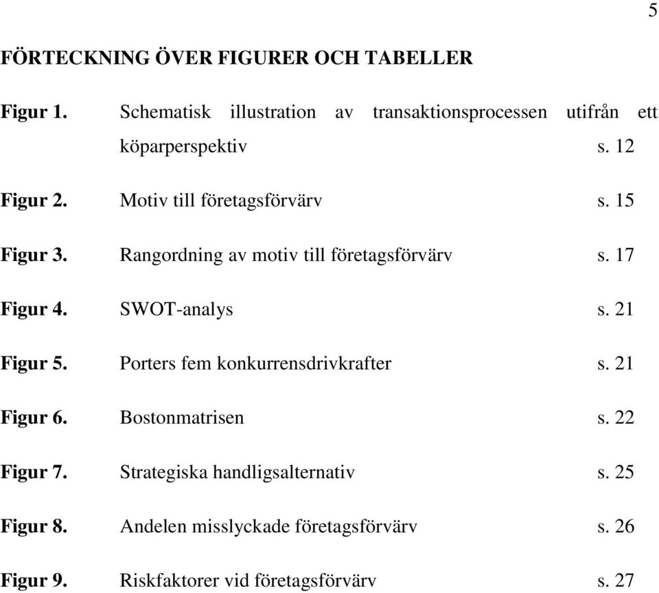 15 Figur 3. Rangordning av motiv till företagsförvärv s. 17 Figur 4. SWOT-analys s. 21 Figur 5.