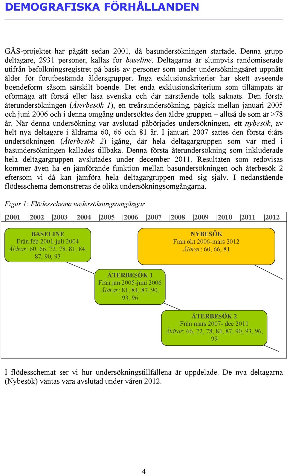 Inga exklusionskriterier har skett avseende boendeform såsom särskilt boende. Det enda exklusionskriterium som tillämpats är oförmåga att förstå eller läsa svenska och där närstående tolk saknats.