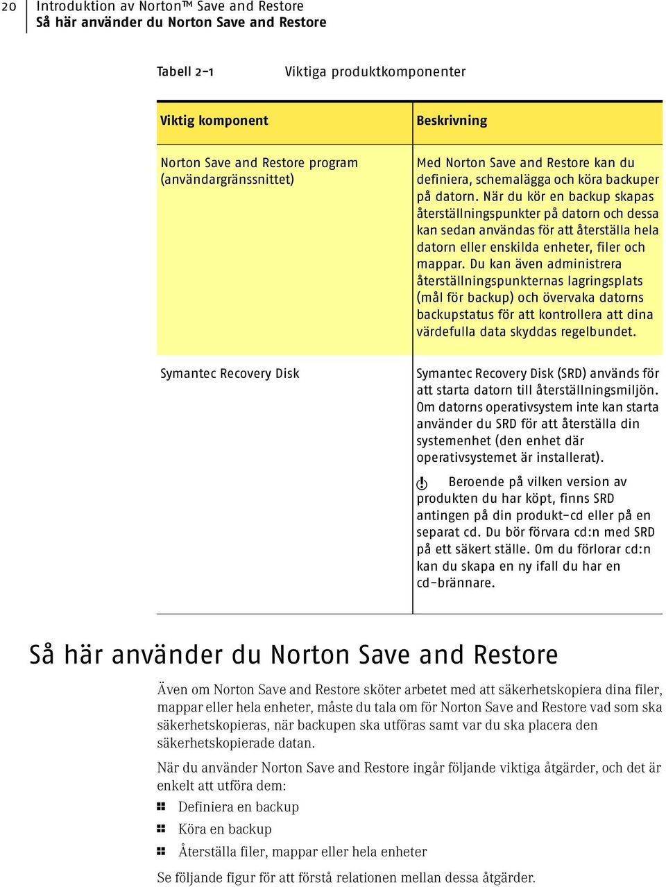 När du kör en backup skapas återställningspunkter på datorn och dessa kan sedan användas för att återställa hela datorn eller enskilda enheter, filer och mappar.