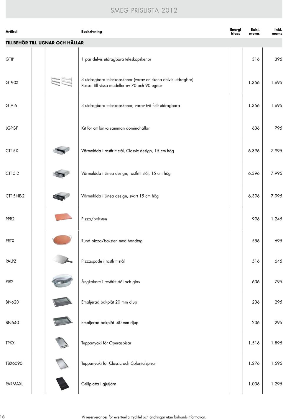 396 7.995 CT15-2 Värmelåda i Linea design, rostfritt stål, 15 cm hög 6.396 7.995 CT15NE-2 Värmelåda i Linea design, svart 15 cm hög 6.396 7.995 PPR2 Pizza/baksten 996 1.