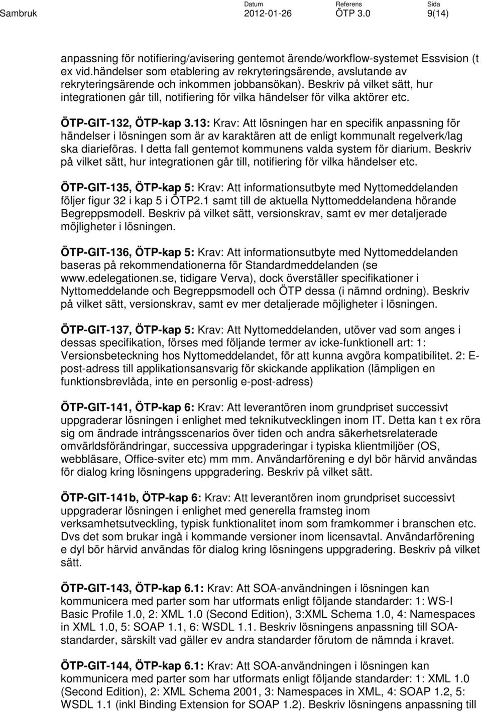 Beskriv på vilket sätt, hur integrationen går till, notifiering för vilka händelser för vilka aktörer etc. ÖTP-GIT-132, ÖTP-kap 3.