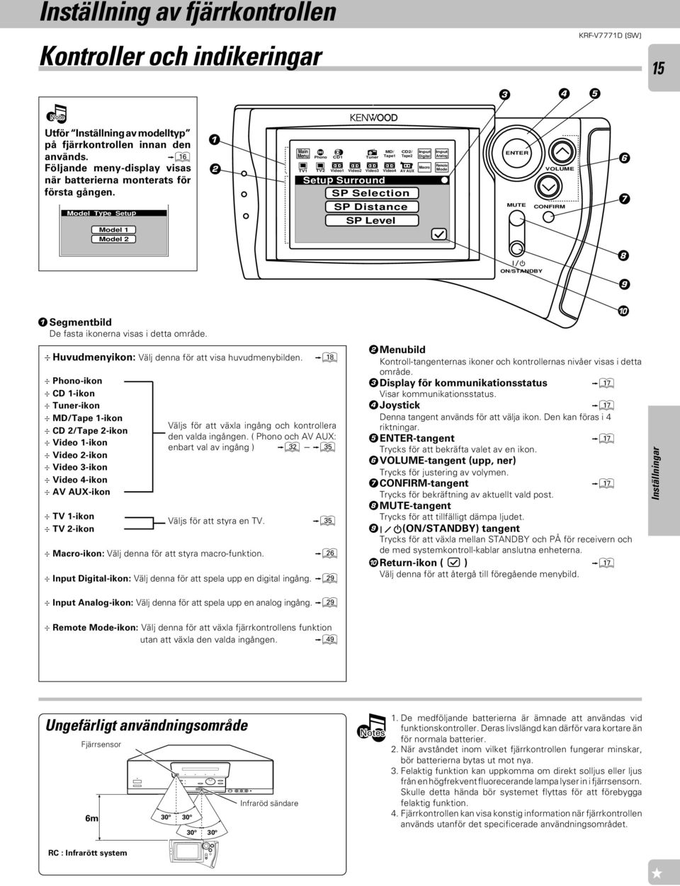 l Type Setup l l Main Menu Phono TV TV CD CD Setup Surround SP Selection SP Distance SP Level MD/ CD/ Tape Tape Digital Analog Video Video Video Video4 AV AUX Remote ENTER MUTE VOLUME CONFIRM 6 7 8