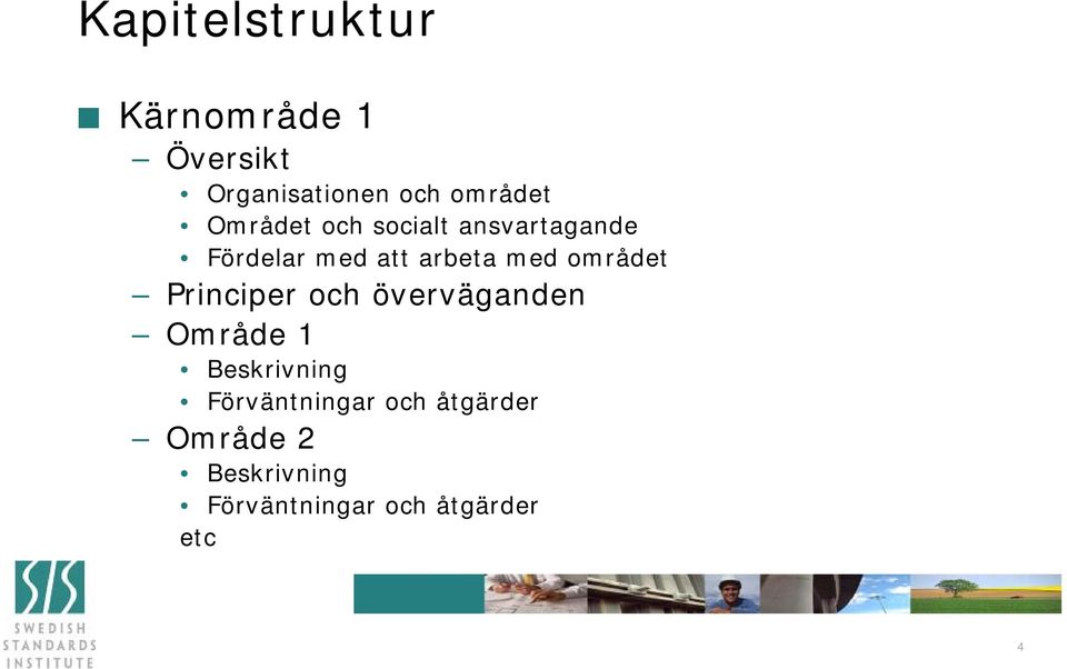 området Principer och övervägen Område 1 Beskrivning