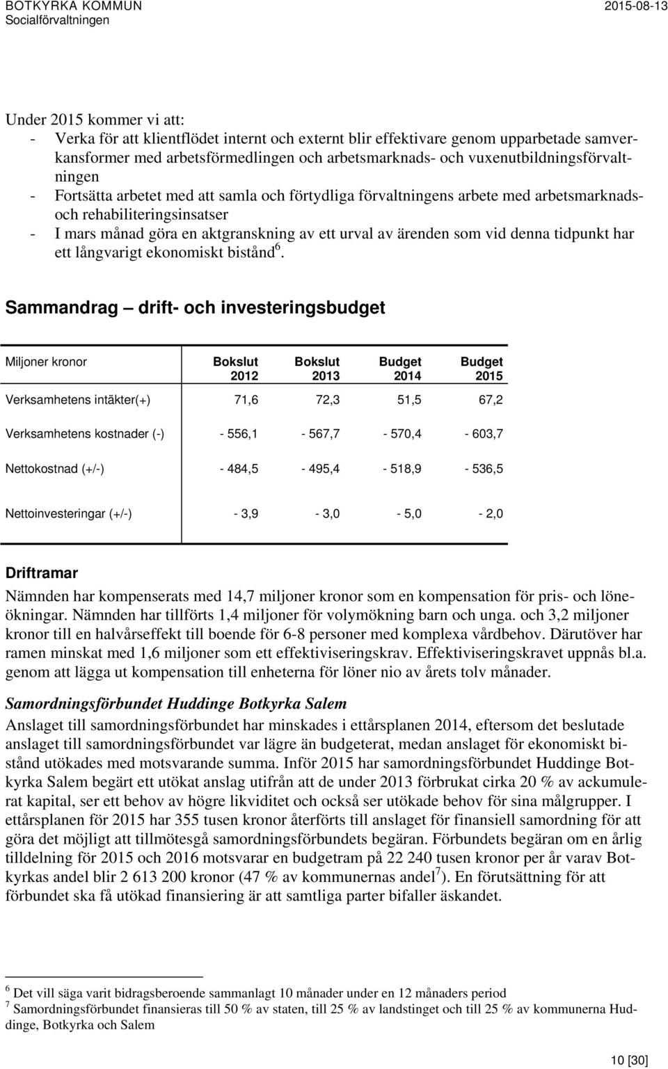 ärenden som vid denna tidpunkt har ett långvarigt ekonomiskt bistånd 6.
