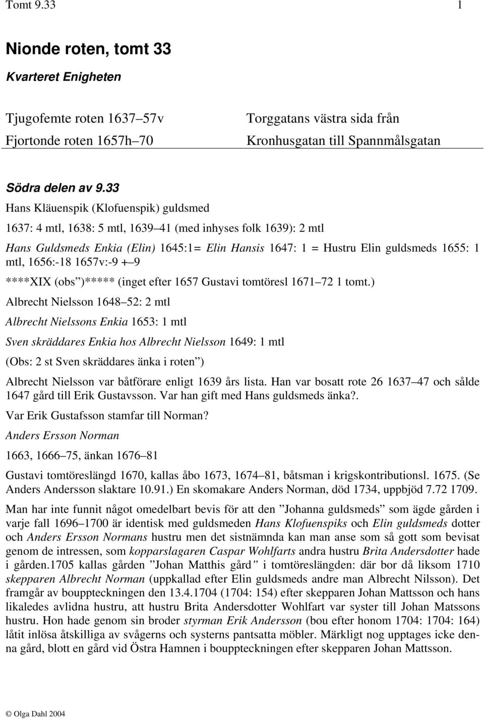 1656:-18 1657v:-9 + 9 ****XIX (obs )***** (inget efter 1657 Gustavi tomtöresl 1671 72 1 tomt.