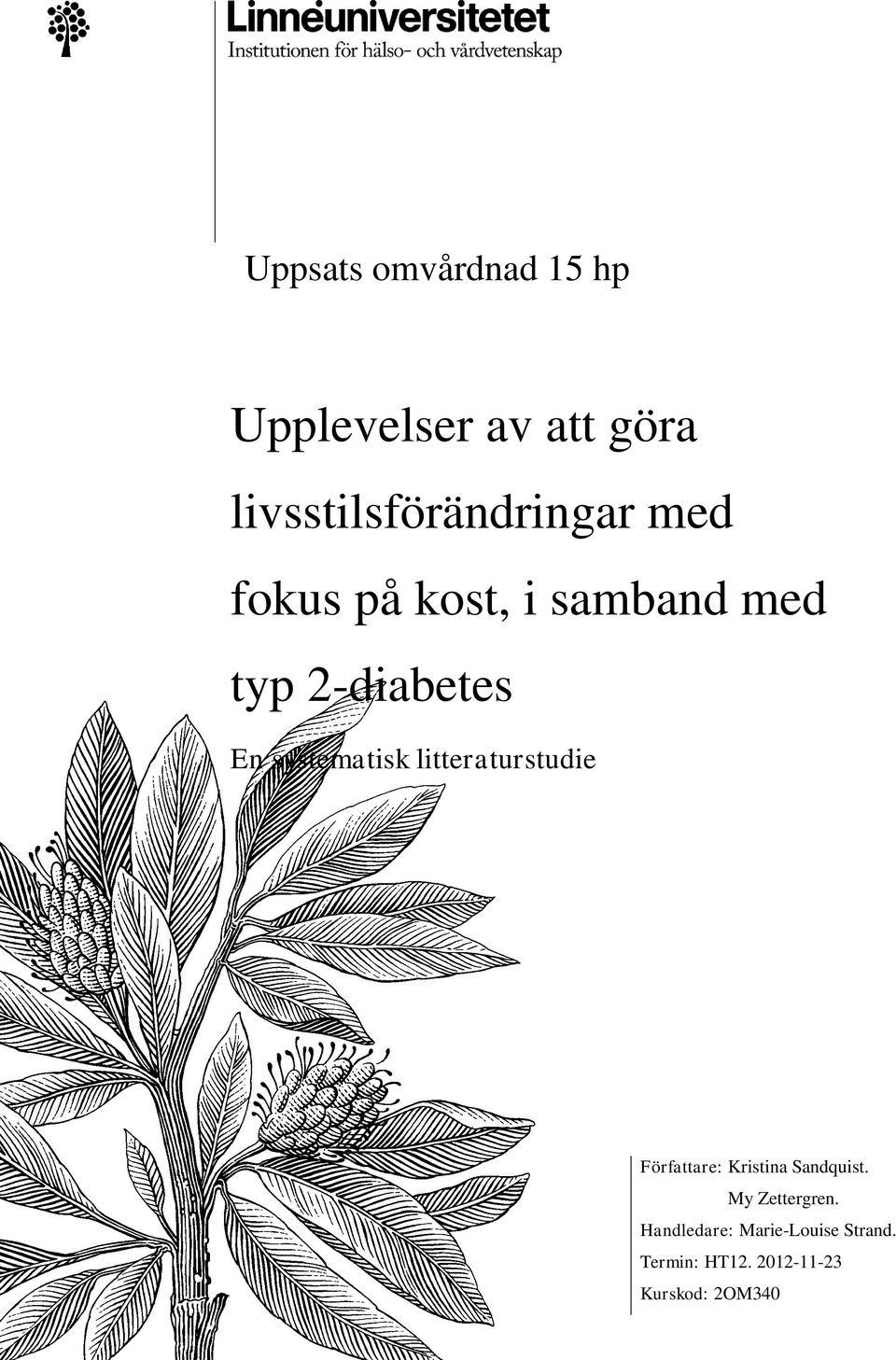 2-diabetes En systematisk litteraturstudie Författare: Kristina