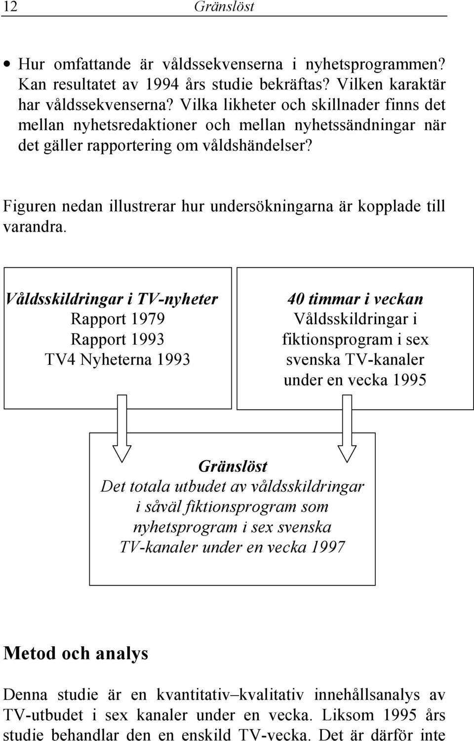 Figuren nedan illustrerar hur undersökningarna är kopplade till varandra.