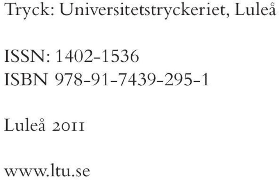 Luleå ISSN: 1402-1536