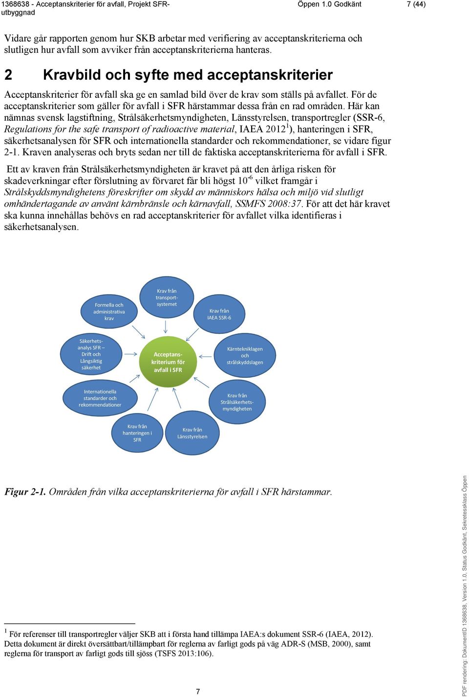 För de acceptanskriterier som gäller för avfall i SFR härstammar dessa från en rad områden.