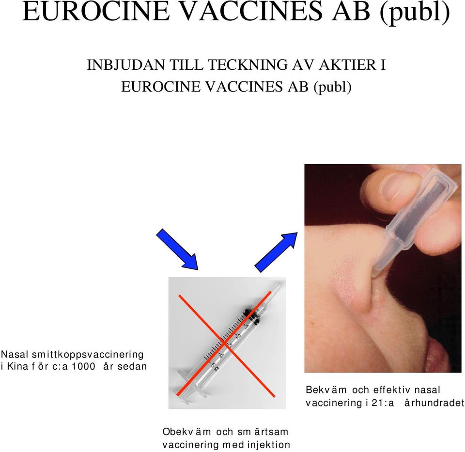 f ör c:a 1000 år sedan Bekväm och effektiv nasal vaccinering i