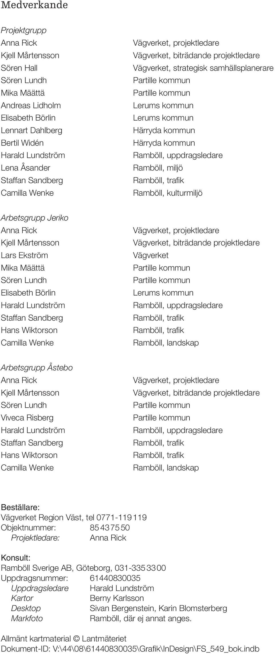 kommun Ramböll, uppdragsledare Ramböll, miljö Ramböll, trafik Ramböll, kulturmiljö Arbetsgrupp Jeriko Anna Rick Kjell Mårtensson Lars Ekström Mika Määttä Sören Lundh Elisabeth Börlin Harald Lundström