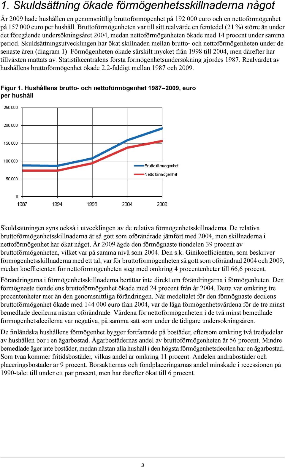 Skuldsättningsutvecklingen har ökat skillnaden mellan brutto- och nettoförmögenheten under de senaste åren (diagram 1).