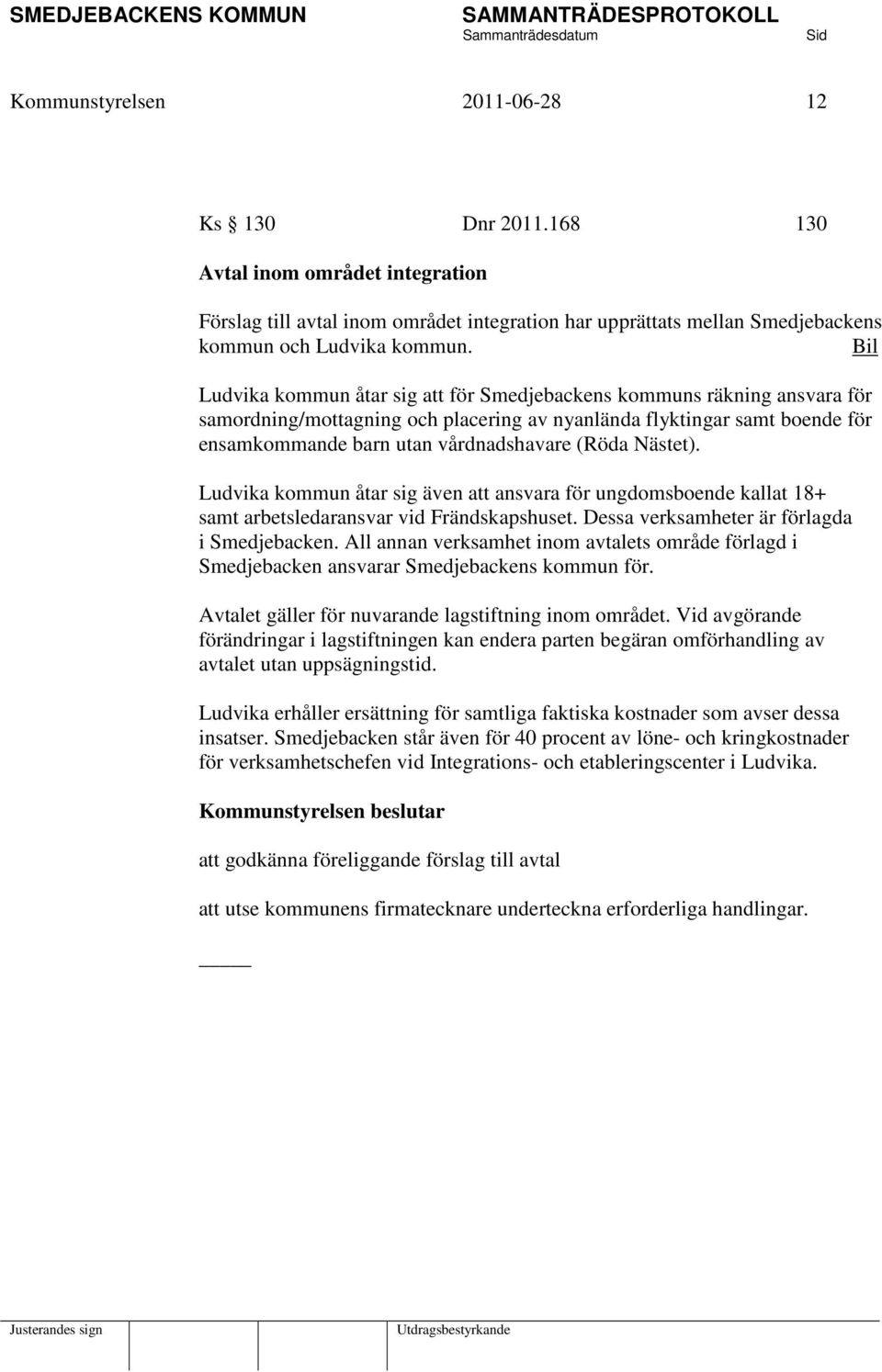 Nästet). Ludvika kommun åtar sig även att ansvara för ungdomsboende kallat 18+ samt arbetsledaransvar vid Frändskapshuset. Dessa verksamheter är förlagda i Smedjebacken.