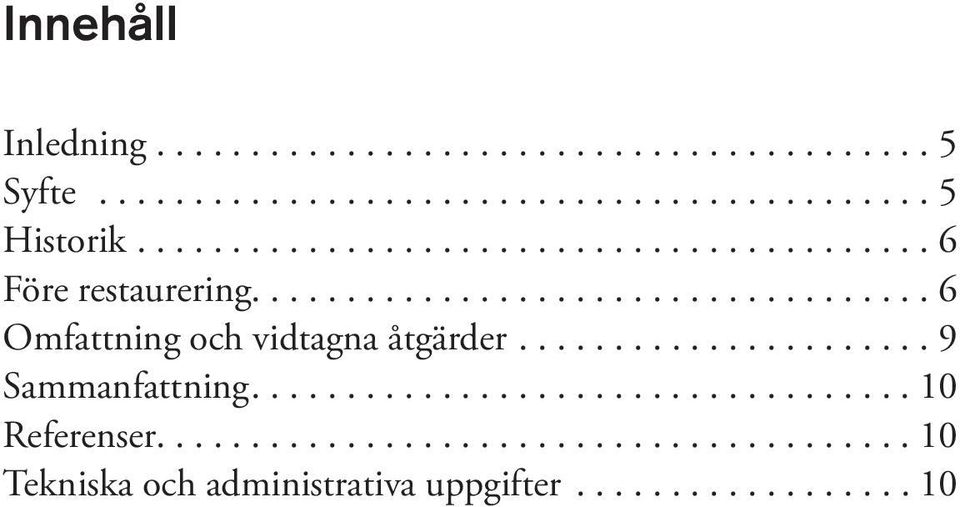 ...6 Omfattning och vidtagna åtgärder....9 Sammanfattning.